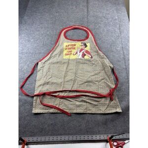 VTG "If It Fits In A Toaster I Can Cook It" WOMENS GRAPHIC APRON 90s Red Retro
